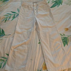 Zara high waist wide leg white crop pant